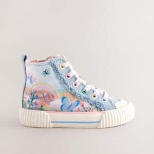 Denim Blue Rainbow Standard Fit (F) High Top Trainers