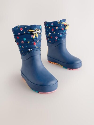 Navy Blue Thinsulate Lined Cuff Wellies