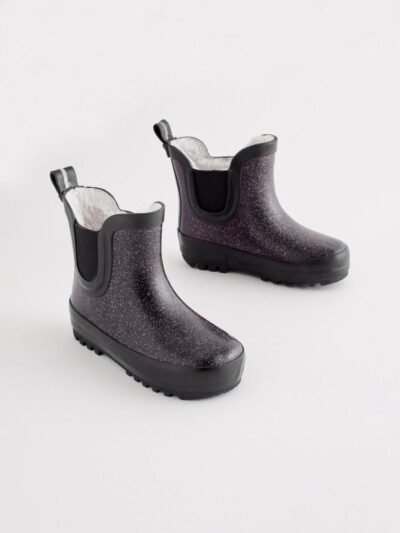 Black Glitter Chelsea Wellies