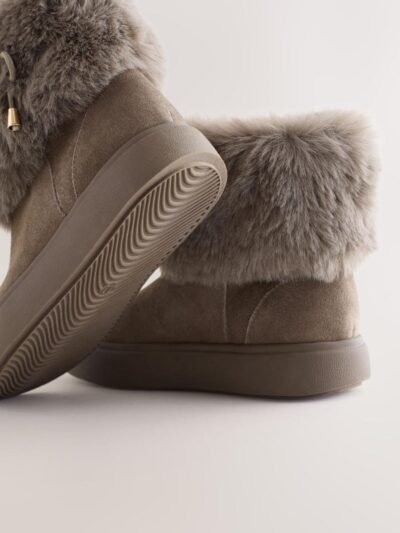 Grey Water Repellent Suede Boots