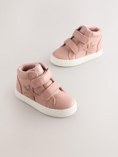 Pink Standard Fit (F) Touch Fasten High Top Trainers