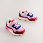 Multi Pink Elastic Lace Chunky Trainers