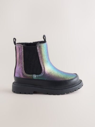 Multi Rainbow Chunky Chelsea Ankle Boots