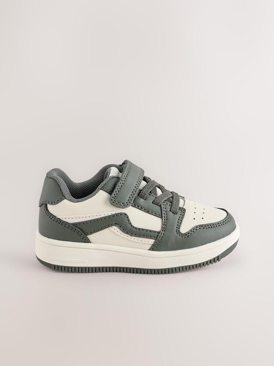 Khaki Green Touch Fastening Elastic Lace Trainers