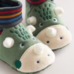 Green Dinosaur Baby Sock Top Boot Shoes