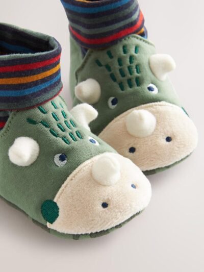 Green Dinosaur Baby Sock Top Boot Shoes