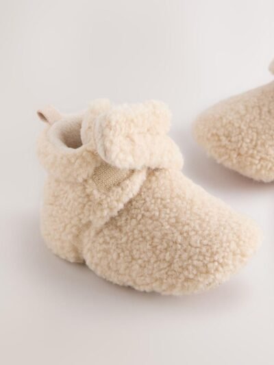 Neutral Borg Baby Touch Fastening Slipper Boots