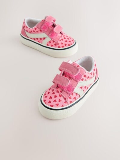 Pink Heart Standard Fit (F) Touch Fastening Trainers