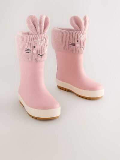 Pink Bunny Lined Cuff Wellies