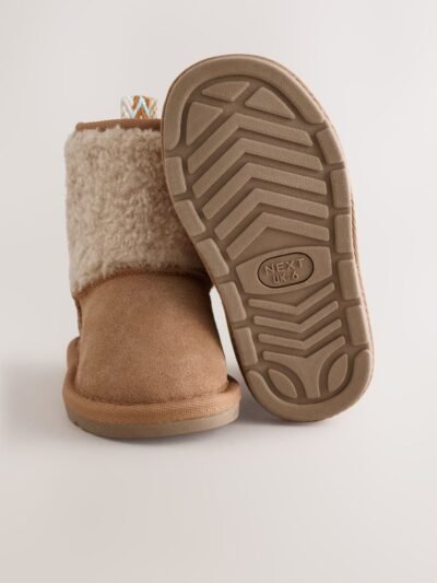 Brown/Cream Tall Suede Pull On Boots