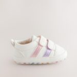 White Rainbow Touch Fasten Baby Trainers