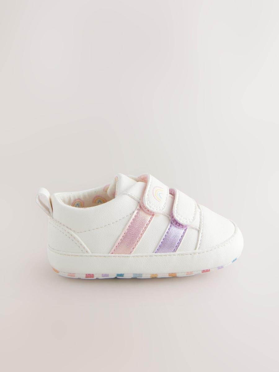 White Rainbow Touch Fasten Baby Trainers