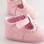 Pink Leather Baby T-Bar Shoes