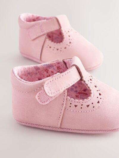 Pink Leather Baby T-Bar Shoes