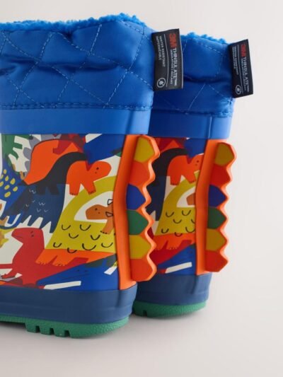 Blue Dinosaurs Thermal Thinsulate™ Lined Cuff Wellies