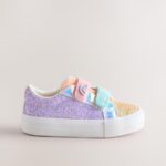 Multi Rainbow Glitter Standard Fit (F) Chunky Trainers With Touch Fastening
