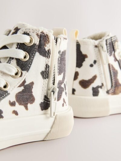Animal Cow Print Standard Fit (F) High Top Trainers