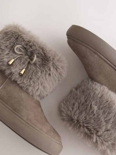 Grey Water Repellent Suede Boots