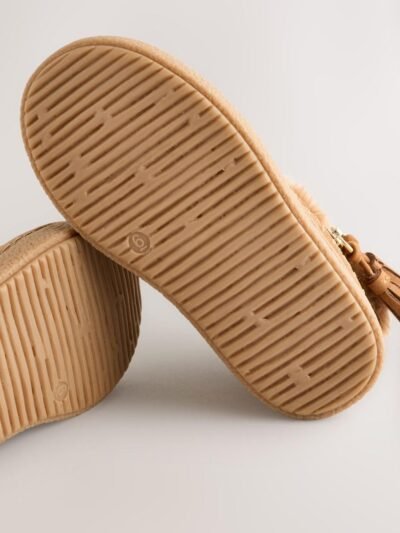 Tan Brown Faux Fur Lined Zip Ankle Boots