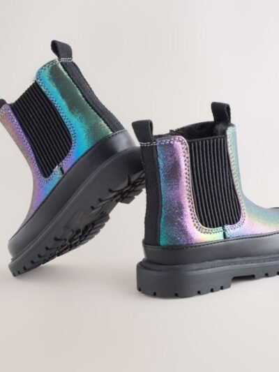 Multi Rainbow Chunky Chelsea Ankle Boots