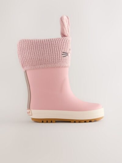 Pink Bunny Lined Cuff Wellies
