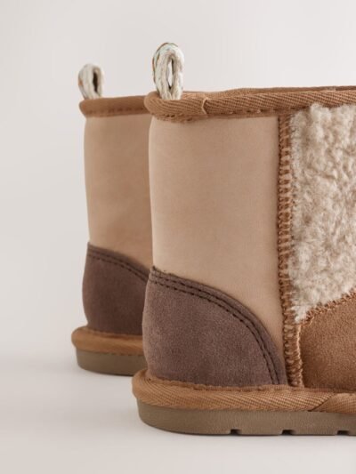 Brown/Cream Tall Suede Pull On Boots