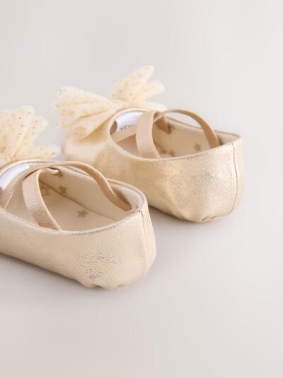 Gold Baby Bow Occassion Shoes
