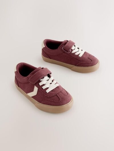 Red Burgundy Standard Fit (F) Touch Fastening Elastic Lace Trainers
