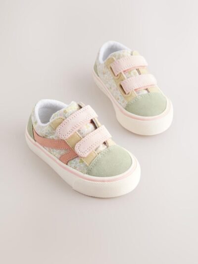 Sage Green Floral Standard Fit (F) Touch Fastening Trainers