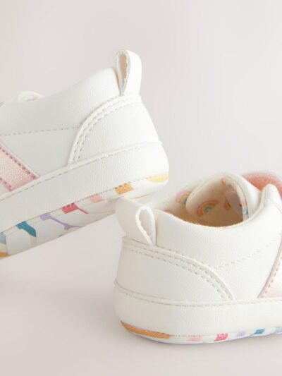 White Rainbow Touch Fasten Baby Trainers