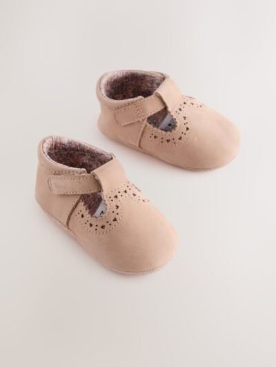 Tan Leather Baby T-Bar Shoes