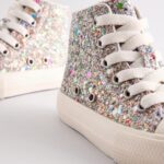 Multi Glitter Standard Fit (F) High Top Trainers