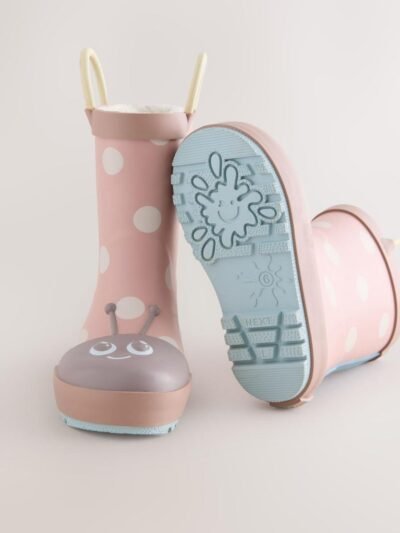 Pink Ladybird Handle Wellies