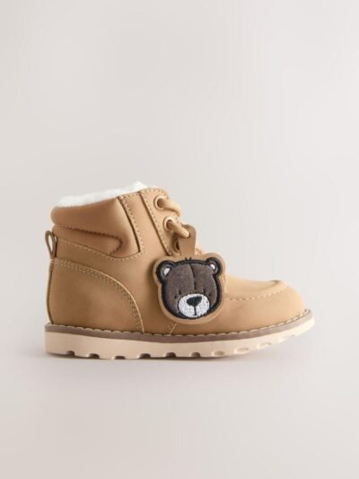 Tan Brown Bear Lace-Up Boots
