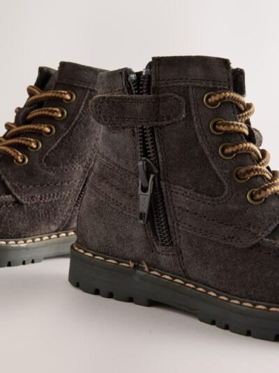 Chocolate Brown Suede Lace-Up Boots