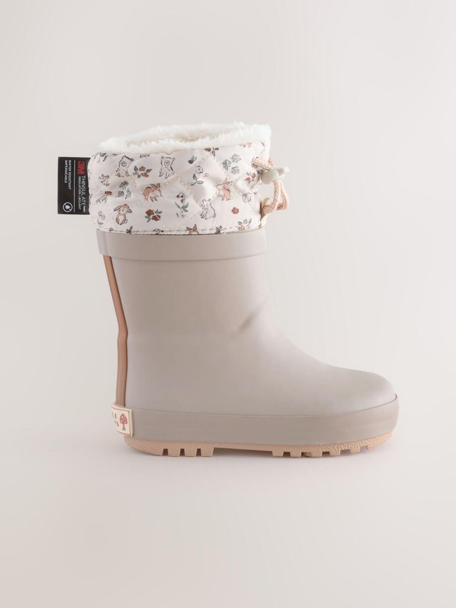 Brown Printed Character Thinsulate Lined Cuff Wellies