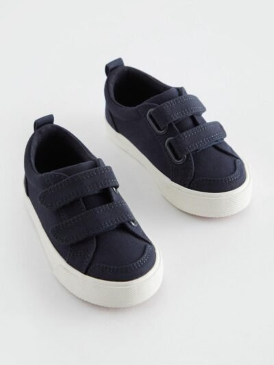 Navy Canvas Wide Fit (G) Two Strap Touch Fastening Trainers