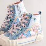 Denim Blue Rainbow Standard Fit (F) High Top Trainers