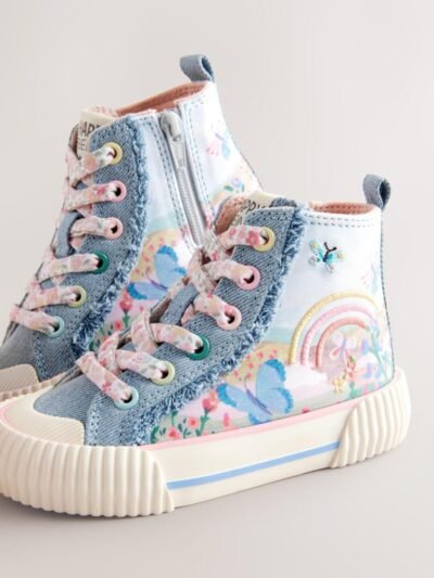 Denim Blue Rainbow Standard Fit (F) High Top Trainers
