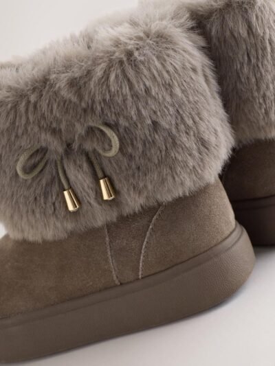 Grey Water Repellent Suede Boots