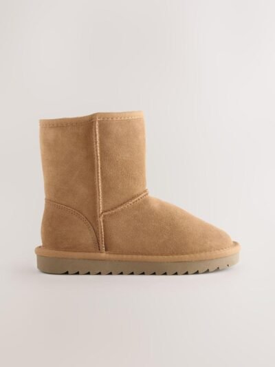 Tan Brown Water Repellent Suede Pull On Boots