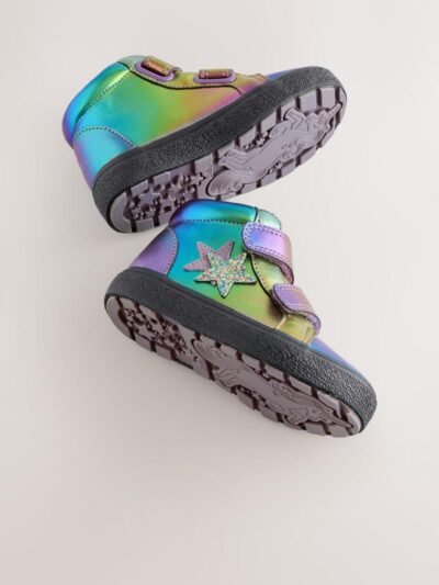 Multi Star Standard Fit (F) Touch Fasten High Top Trainers