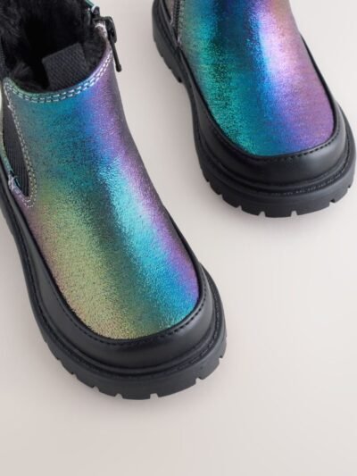 Multi Rainbow Chunky Chelsea Ankle Boots