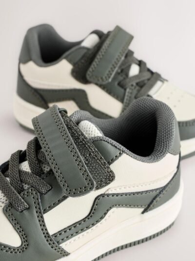Khaki Green Touch Fastening Elastic Lace Trainers