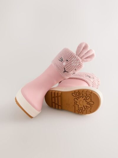 Pink Bunny Lined Cuff Wellies