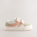 Sage Green Floral Standard Fit (F) Touch Fastening Trainers