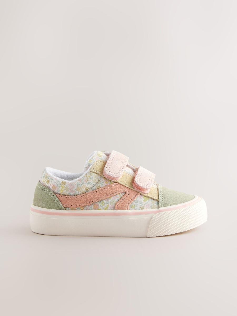 Sage Green Floral Standard Fit (F) Touch Fastening Trainers