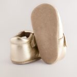 Gold Leather Baby T-Bar Shoes
