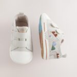 Grey Dino Two Strap Baby Trainers