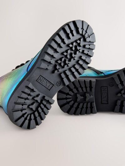 Rainbow Metallic Wide Fit (G) Warm Lined Lace-Up Ankle Boots